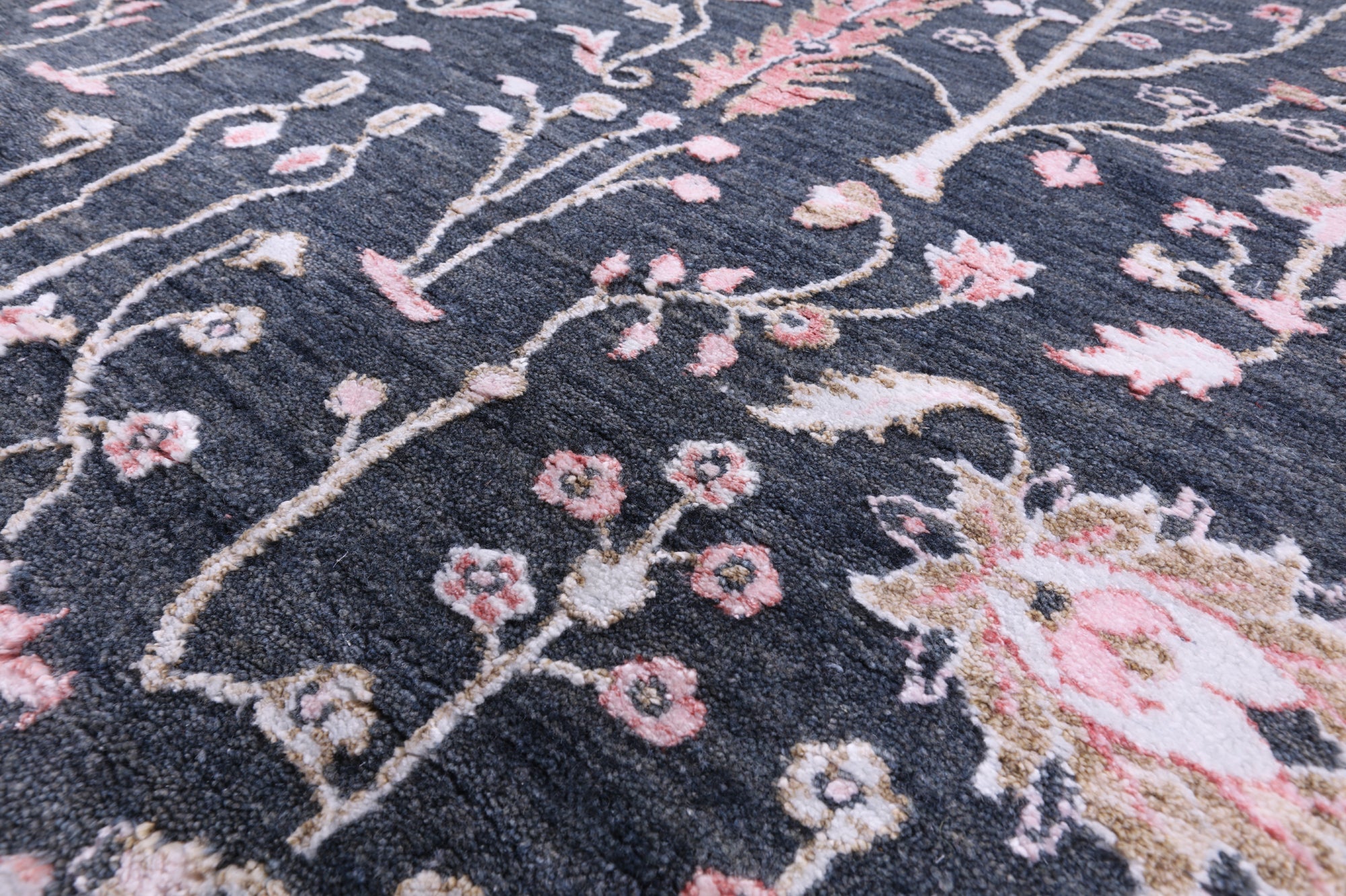 Grey Persian Ziegler Hand Knotted Wool & Silk Rug - 8' 9" X 12' 1" - Golden Nile