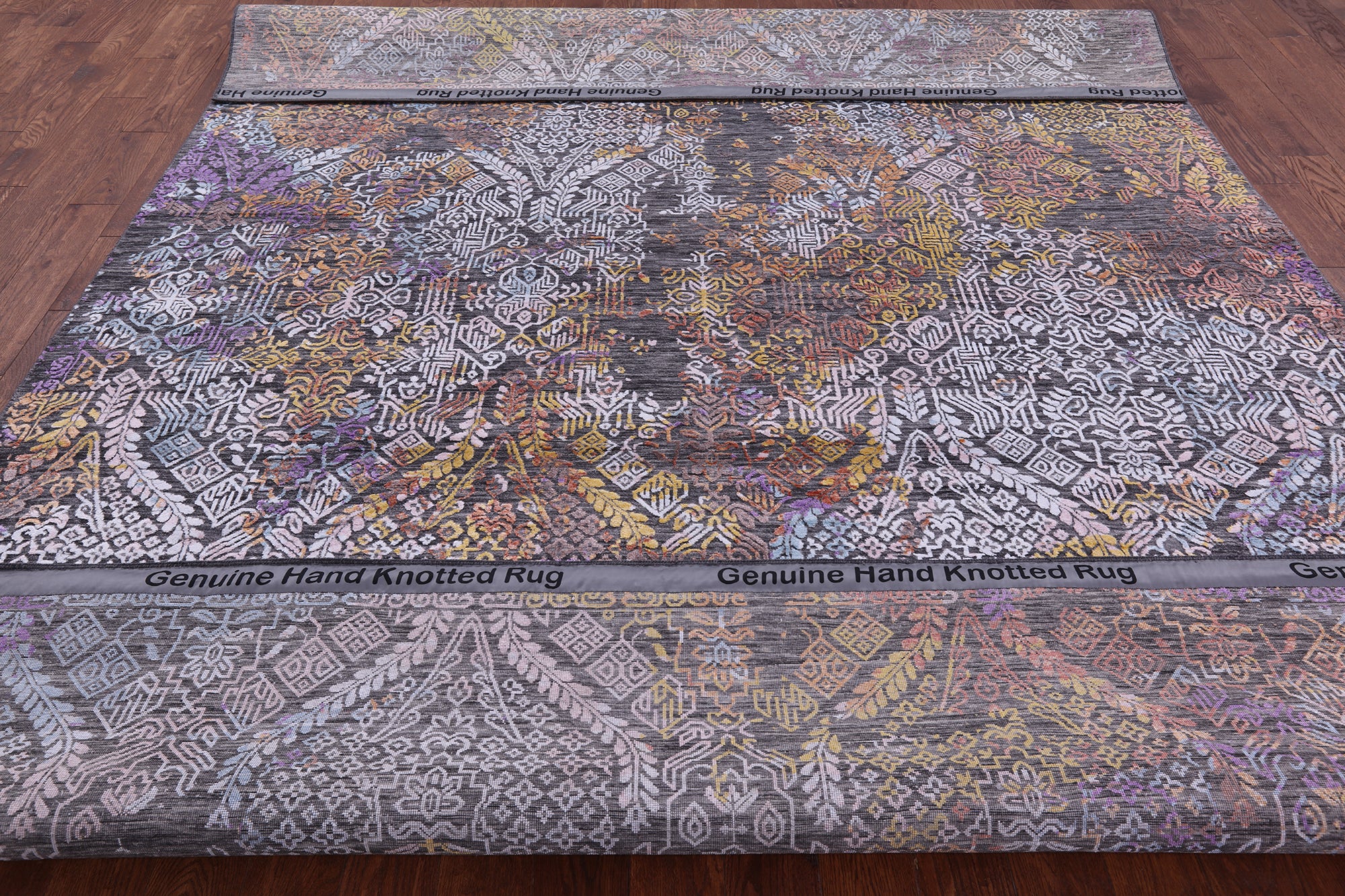 Contemporary Handmade Wool & Silk Rug - 9' 0" X 12' 2" - Golden Nile