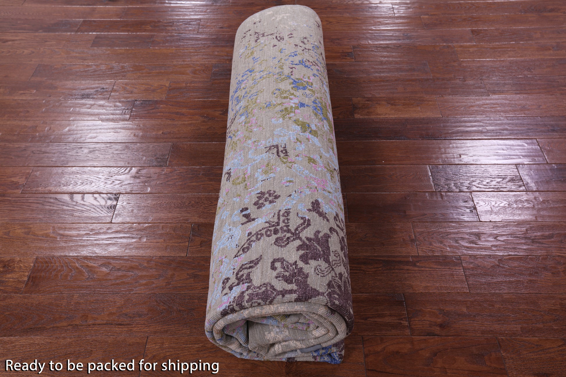 Abstract Modern Hand Knotted Wool & Silk Rug - 8' 11" X 12' 1" - Golden Nile