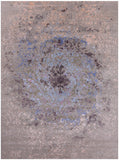 Abstract Modern Hand Knotted Wool & Silk Rug - 8' 11" X 12' 1" - Golden Nile
