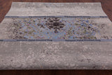 Abstract Modern Hand Knotted Wool & Silk Rug - 8' 11" X 12' 1" - Golden Nile