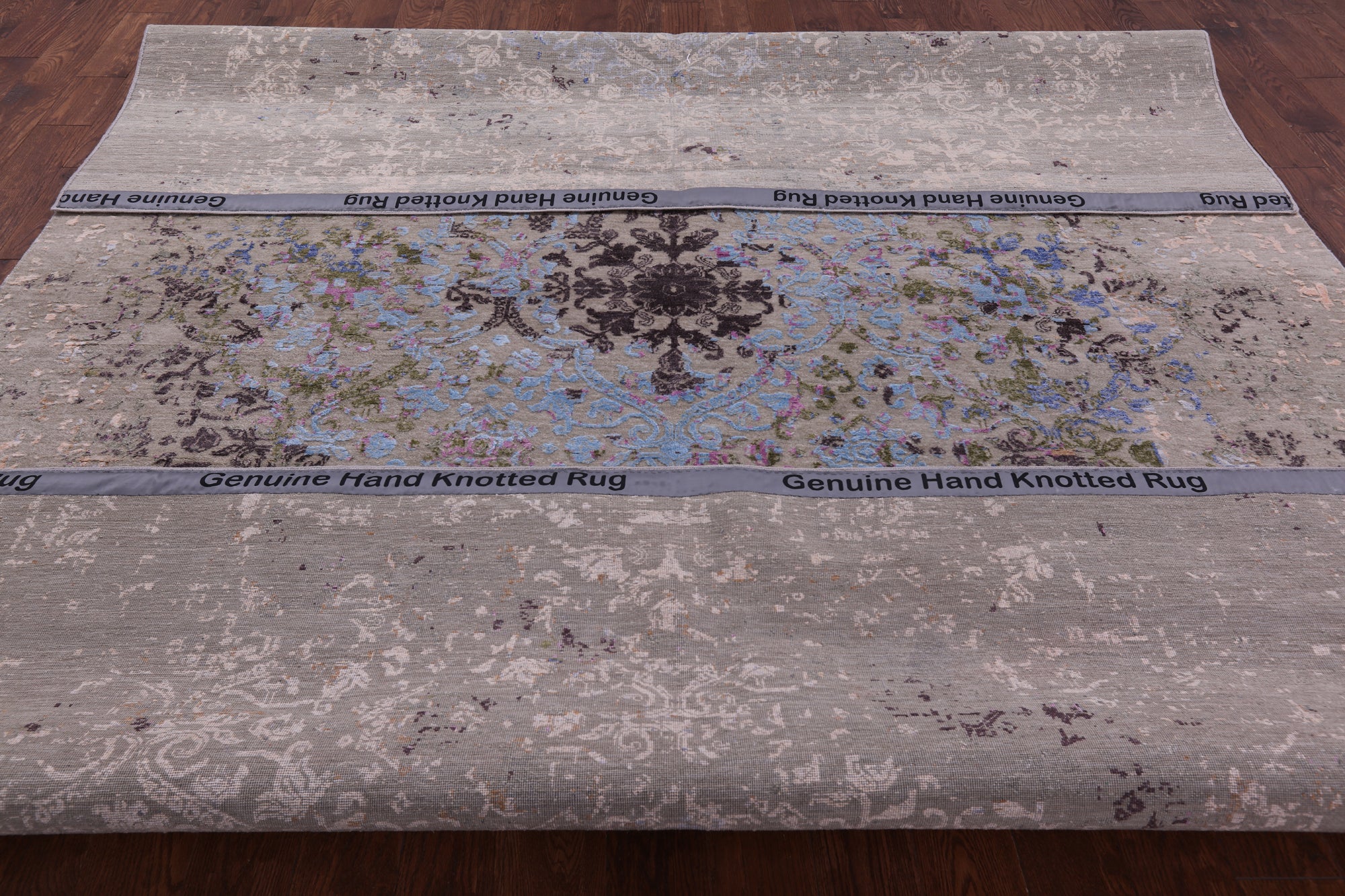 Abstract Modern Hand Knotted Wool & Silk Rug - 8' 11" X 12' 1" - Golden Nile