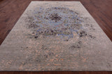 Abstract Modern Hand Knotted Wool & Silk Rug - 8' 11" X 12' 1" - Golden Nile