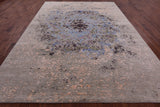 Abstract Modern Hand Knotted Wool & Silk Rug - 8' 11" X 12' 1" - Golden Nile