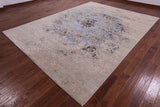 Abstract Modern Hand Knotted Wool & Silk Rug - 8' 11" X 12' 1" - Golden Nile