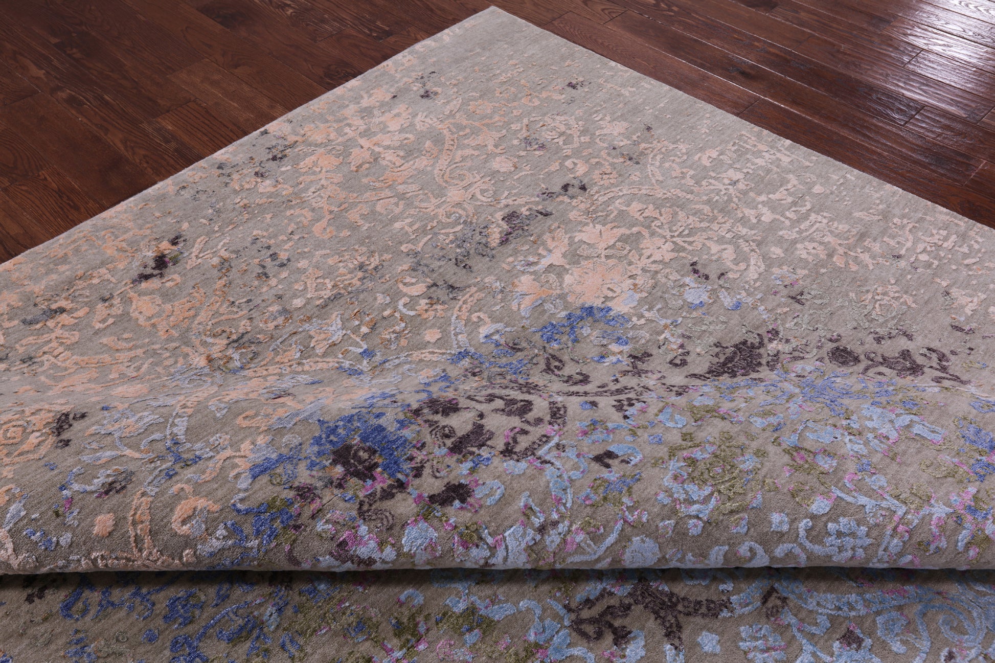 Abstract Modern Hand Knotted Wool & Silk Rug - 8' 11" X 12' 1" - Golden Nile