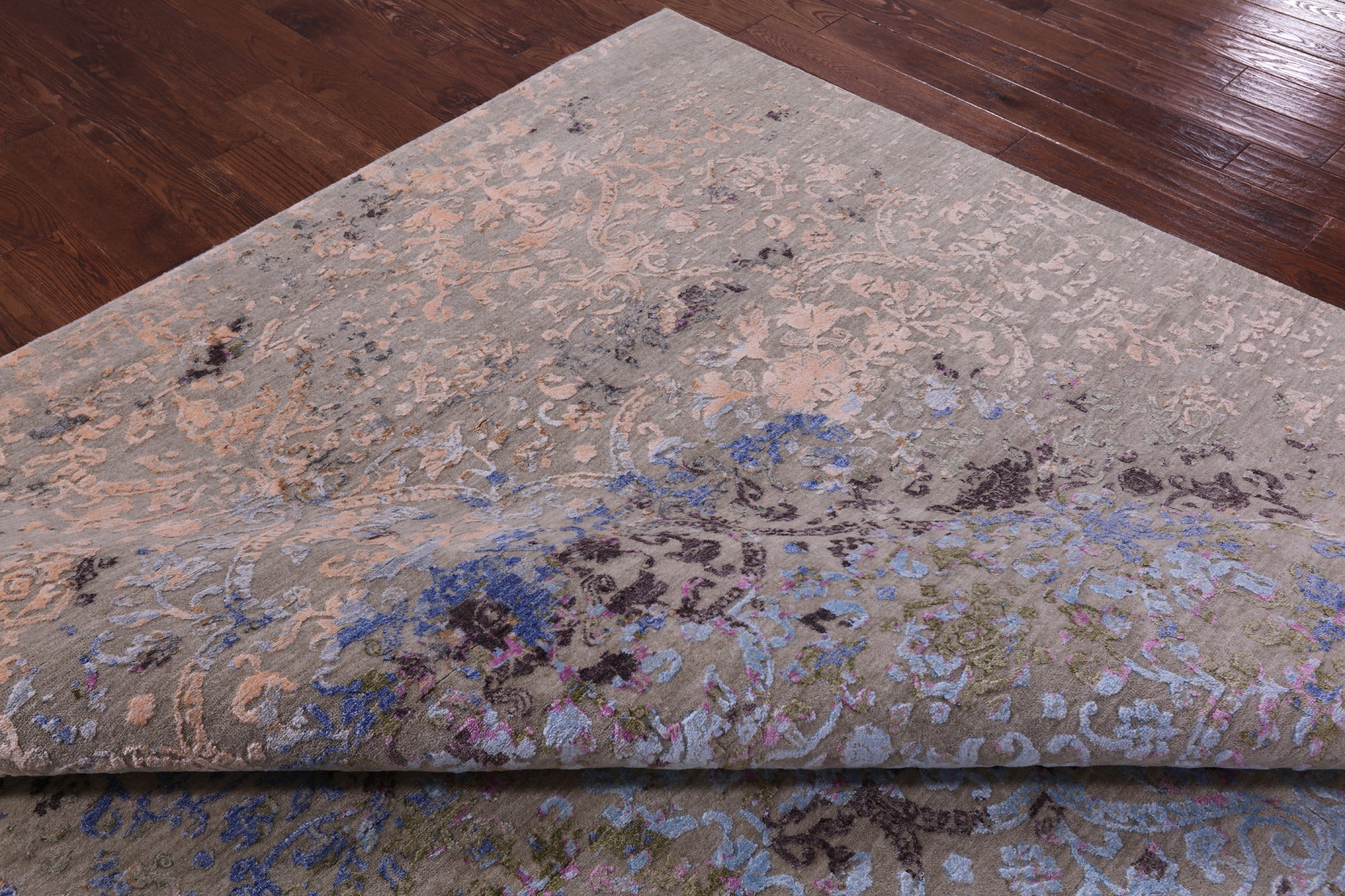 Abstract Modern Hand Knotted Wool & Silk Rug - 8' 11" X 12' 1" - Golden Nile