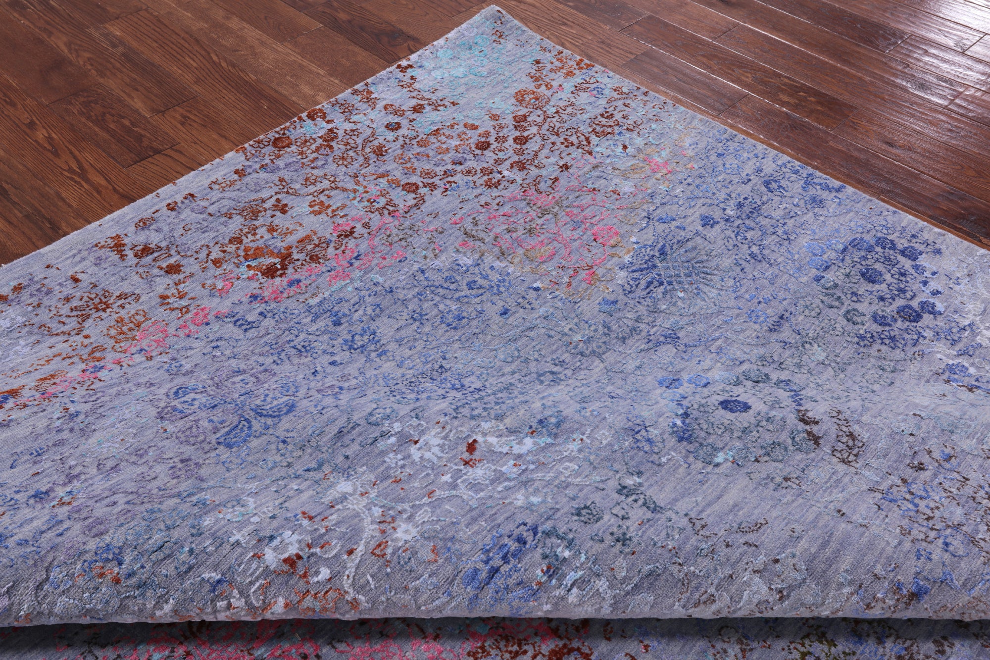 Abstract Modern Hand Knotted Wool & Silk Rug - 7' 11" X 10' 5" - Golden Nile