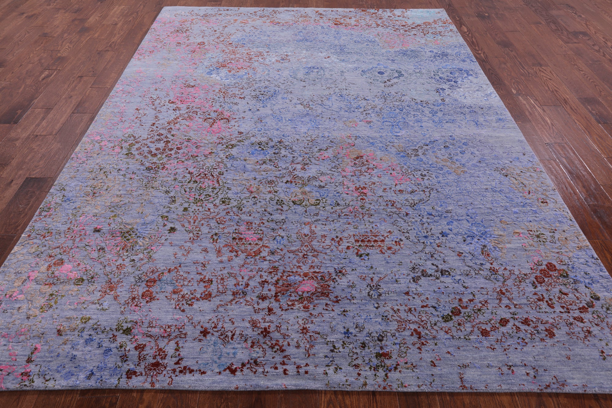Abstract Modern Hand Knotted Wool & Silk Rug - 7' 11" X 10' 5" - Golden Nile