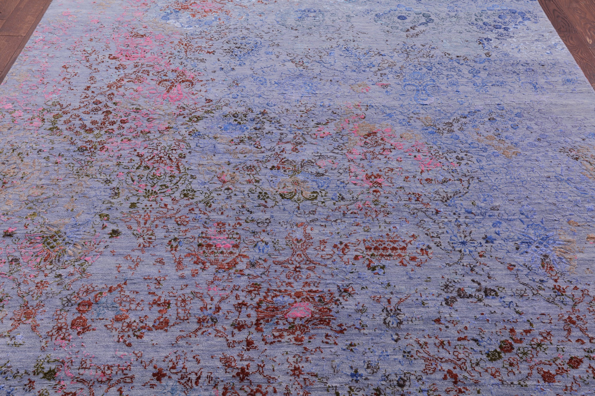Abstract Modern Hand Knotted Wool & Silk Rug - 7' 11" X 10' 5" - Golden Nile