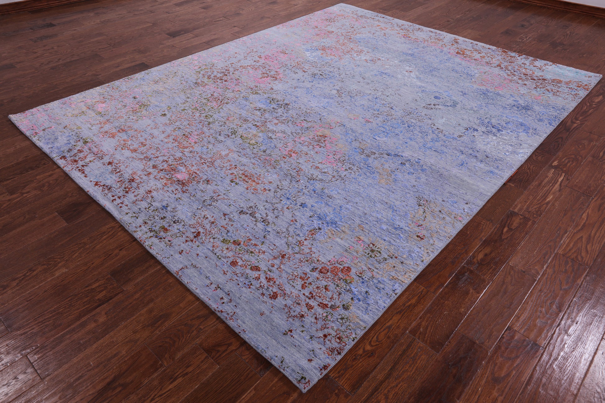 Abstract Modern Hand Knotted Wool & Silk Rug - 7' 11" X 10' 5" - Golden Nile