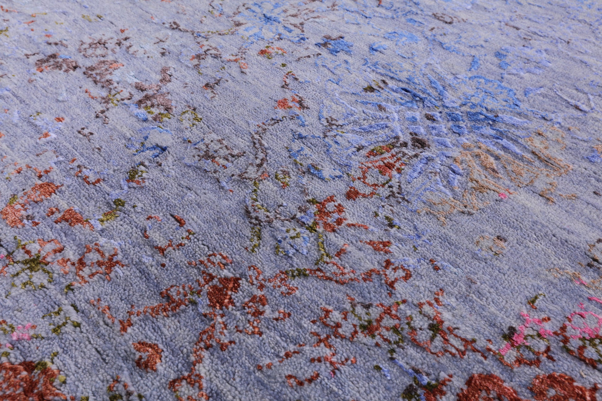 Abstract Modern Hand Knotted Wool & Silk Rug - 7' 11" X 10' 5" - Golden Nile