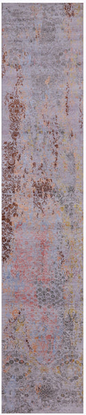 Abstract Contemporary Hand Knotted Wool Runner Rug - 2' 7" X 13' 10" - Golden Nile