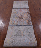 Abstract Contemporary Hand Knotted Wool Runner Rug - 2' 7" X 13' 10" - Golden Nile