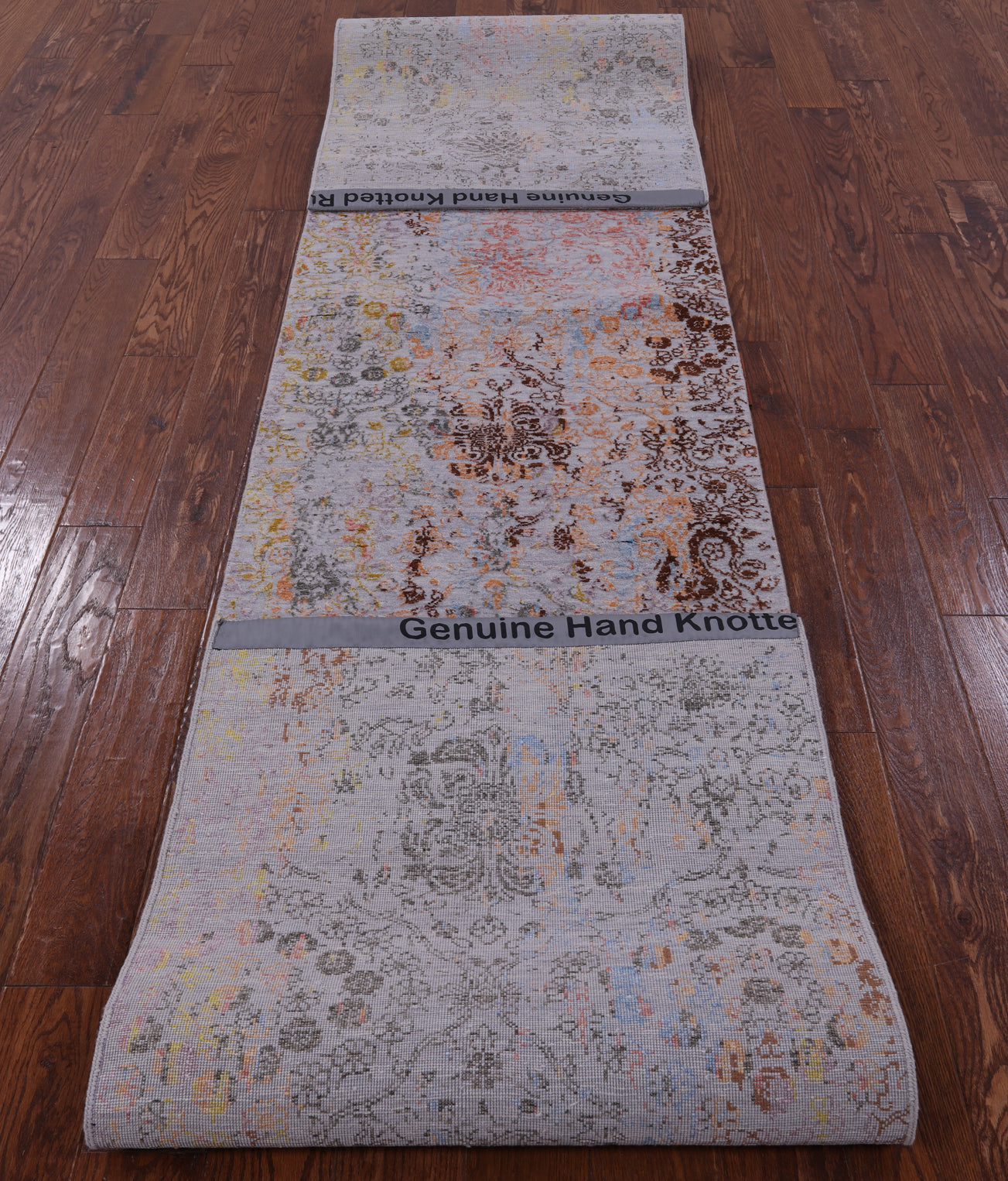 Abstract Contemporary Hand Knotted Wool Runner Rug - 2' 7" X 13' 10" - Golden Nile