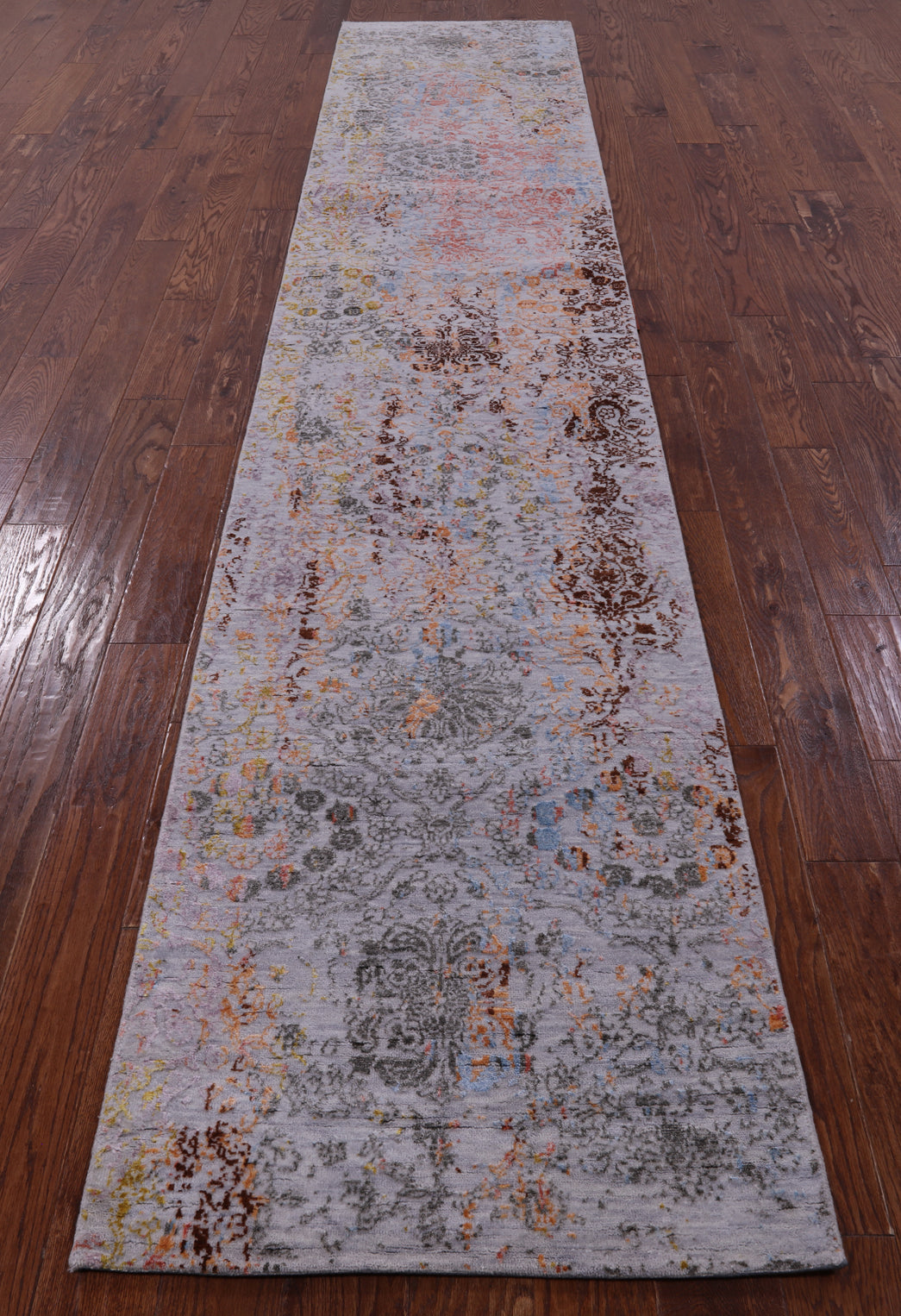 Abstract Contemporary Hand Knotted Wool Runner Rug - 2' 7" X 13' 10" - Golden Nile