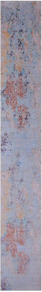 Abstract Modern Handmade Wool & Silk Runner Rug - 2' 5" X 17' 7" - Golden Nile