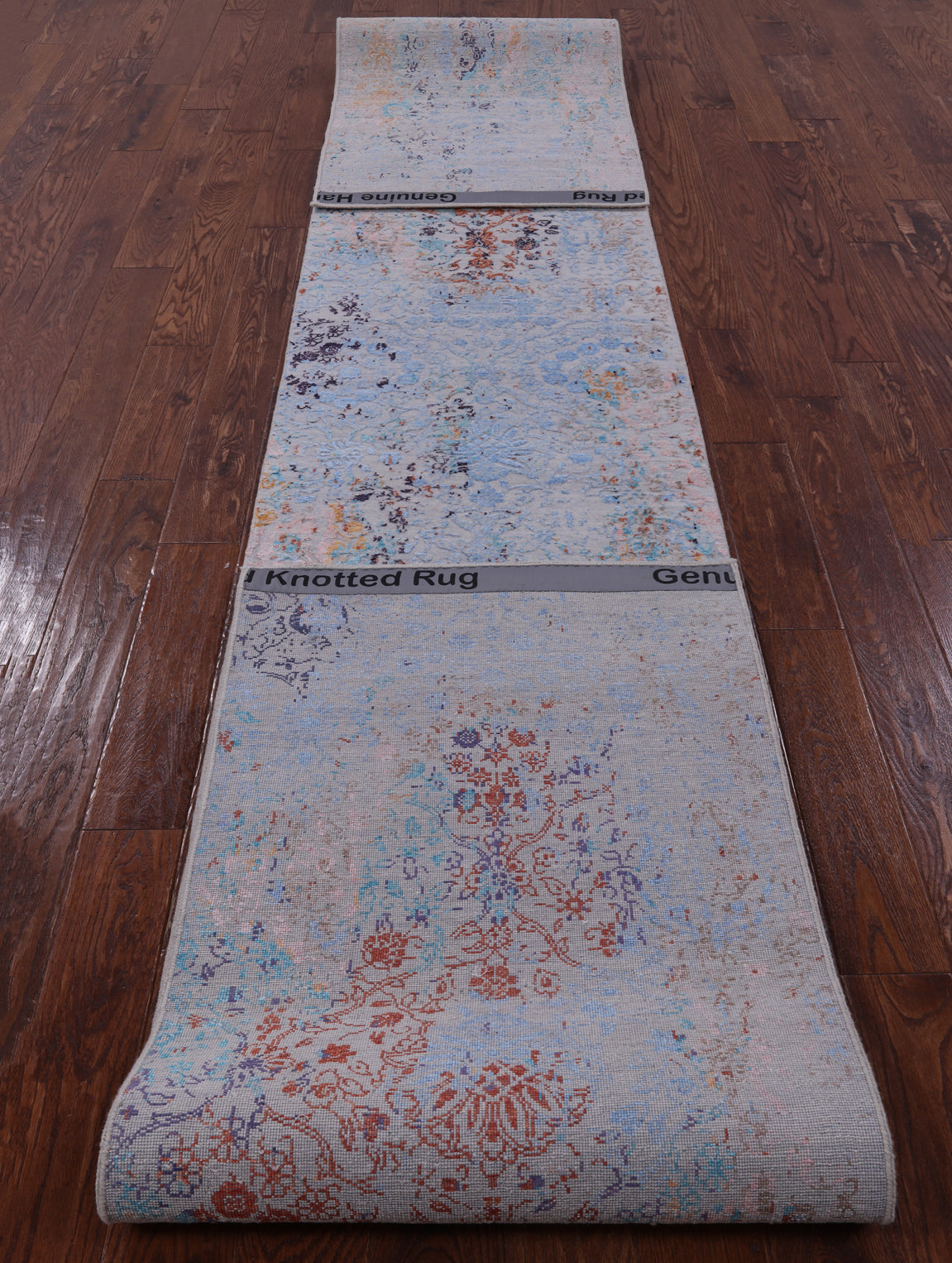 Abstract Modern Handmade Wool & Silk Runner Rug - 2' 5" X 17' 7" - Golden Nile