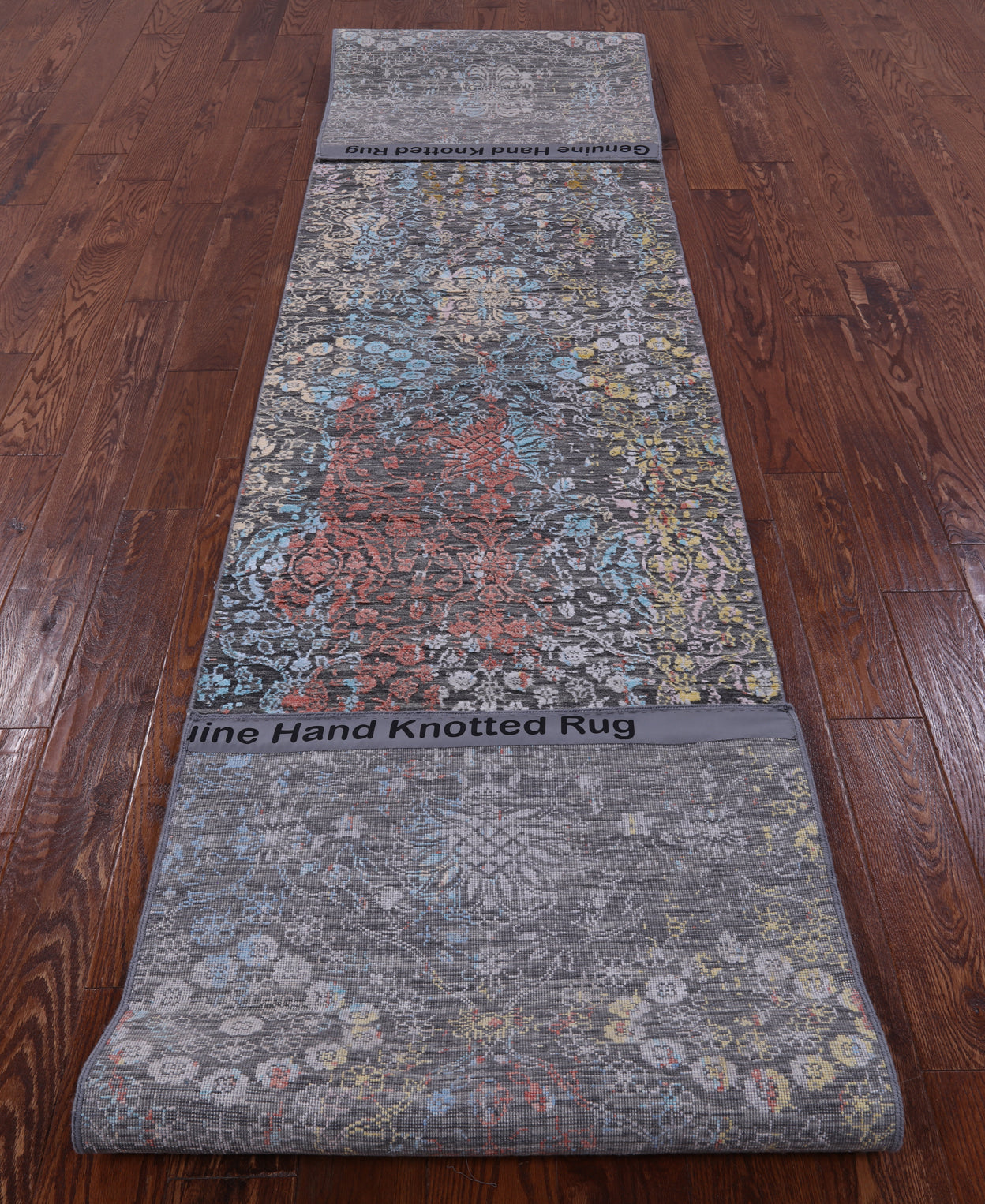Abstract Contemporary Hand Knotted Wool & Silk Runner Rug - 2' 7" X 14' 0" - Golden Nile