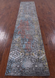 Abstract Contemporary Hand Knotted Wool & Silk Runner Rug - 2' 7" X 14' 0" - Golden Nile