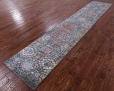 Abstract Contemporary Hand Knotted Wool & Silk Runner Rug - 2' 7" X 14' 0" - Golden Nile