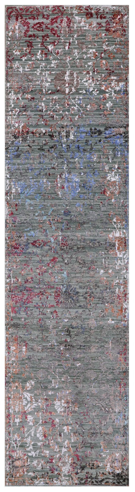 Abstract Contemporary Hand Knotted Wool & Silk Runner Rug - 2' 7" X 9' 11" - Golden Nile