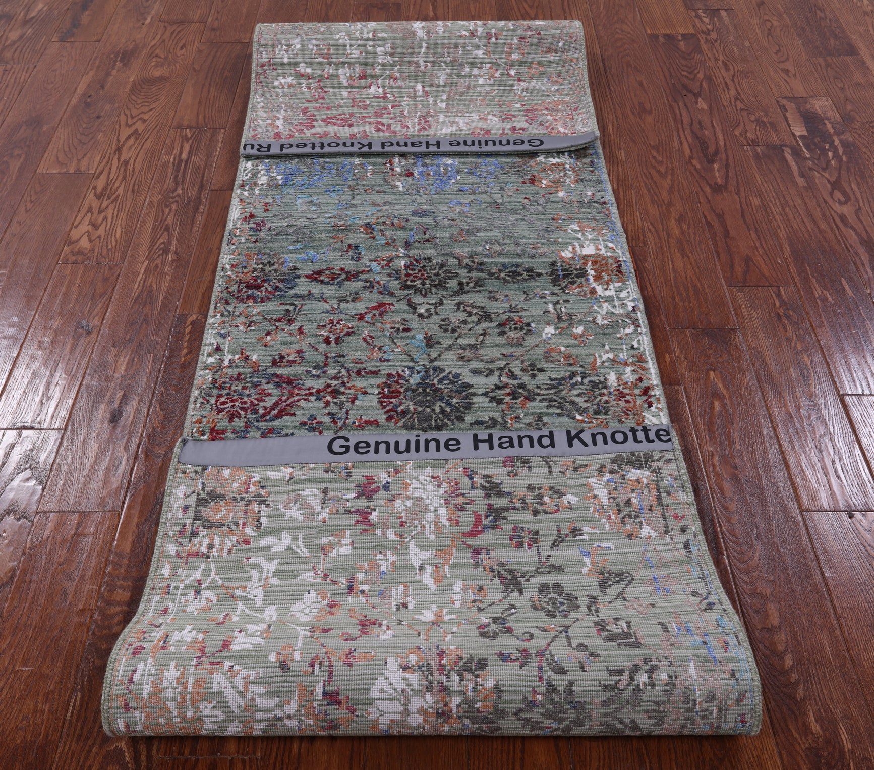 Abstract Contemporary Hand Knotted Wool & Silk Runner Rug - 2' 7" X 9' 11" - Golden Nile