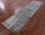 Abstract Contemporary Hand Knotted Wool & Silk Runner Rug - 2' 7" X 9' 11" - Golden Nile