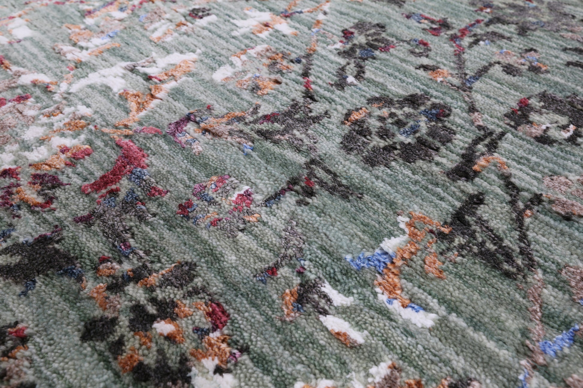 Abstract Contemporary Hand Knotted Wool & Silk Runner Rug - 2' 7" X 9' 11" - Golden Nile
