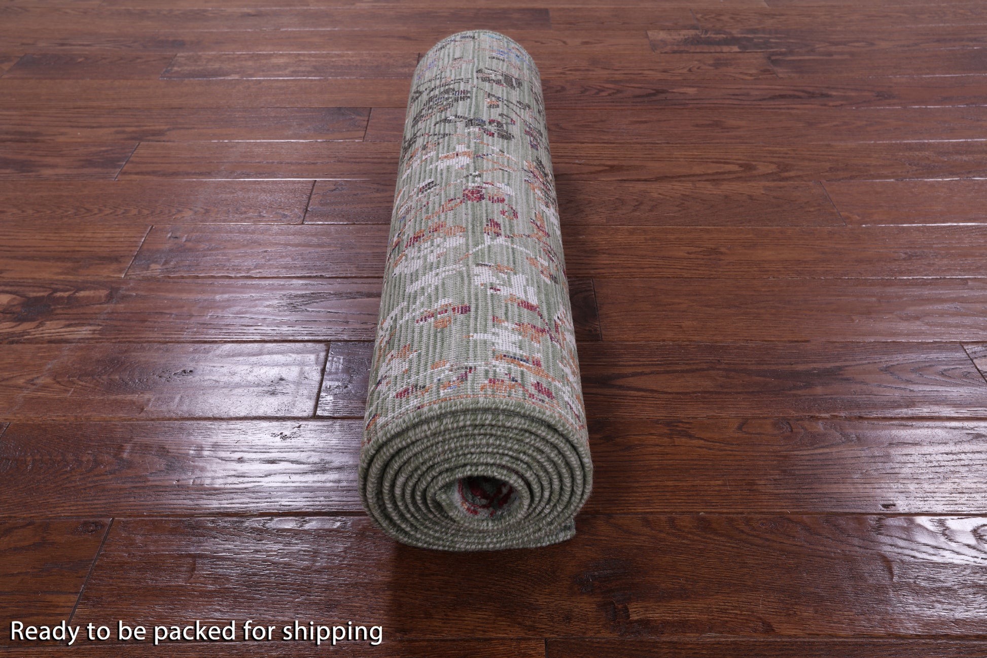 Abstract Contemporary Hand Knotted Wool & Silk Runner Rug - 2' 7" X 9' 11" - Golden Nile
