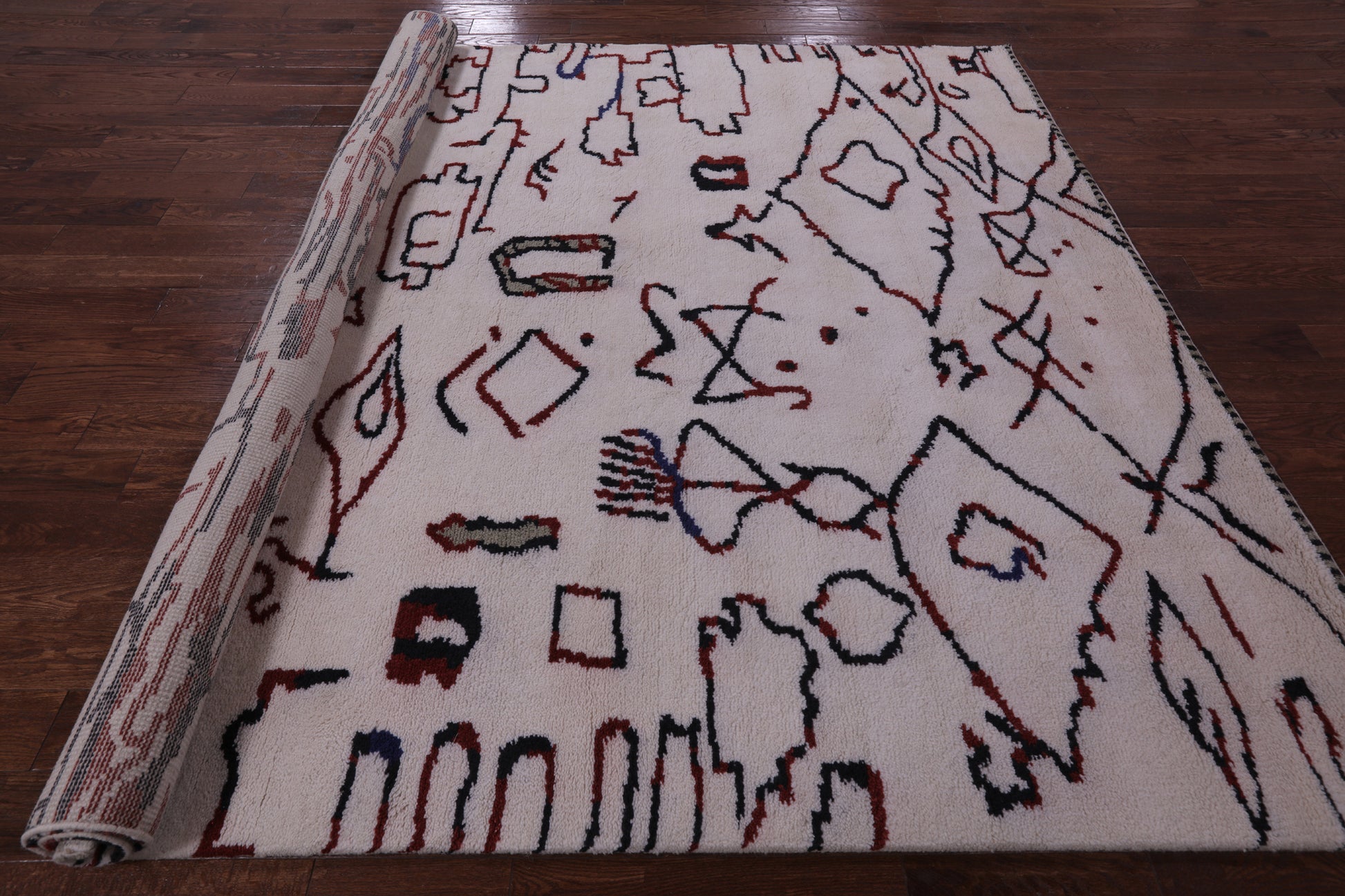Ivory Tribal Moroccan Handmade Wool Rug - 8' 4" X 9' 11" - Golden Nile