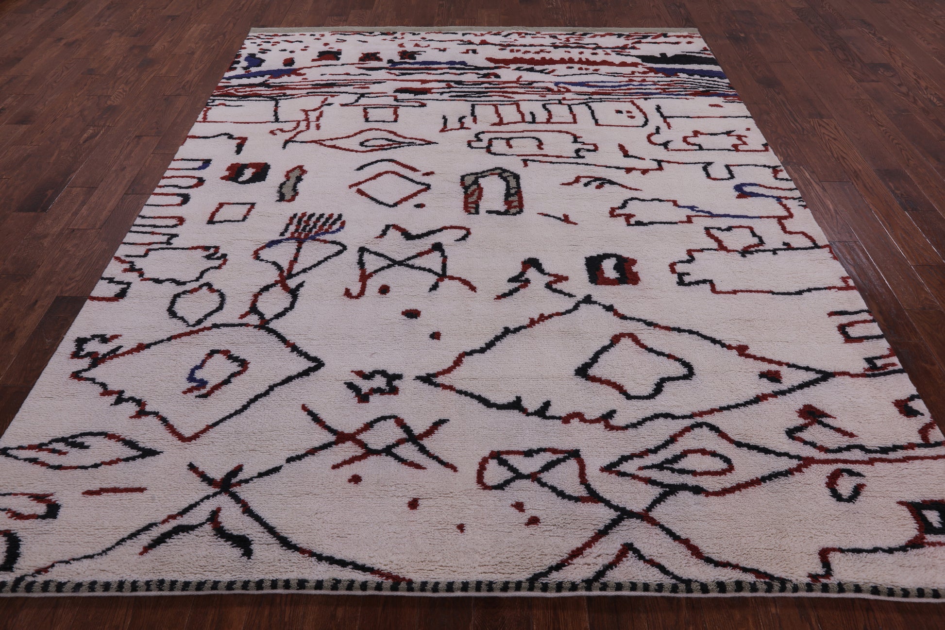 Ivory Tribal Moroccan Handmade Wool Rug - 8' 4" X 9' 11" - Golden Nile