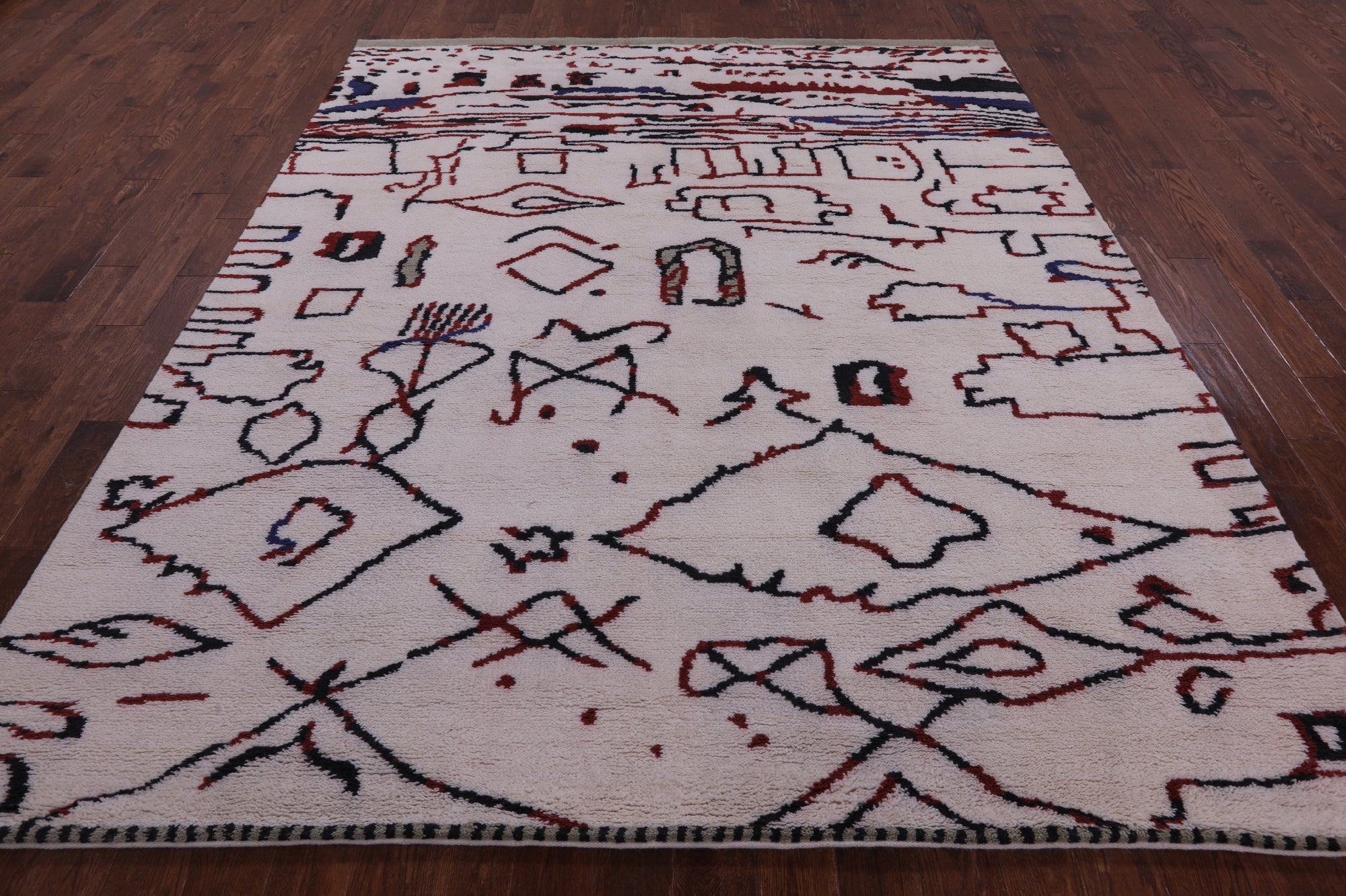 Ivory Tribal Moroccan Handmade Wool Rug - 8' 4" X 9' 11" - Golden Nile