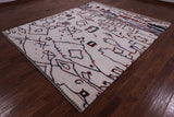 Ivory Tribal Moroccan Handmade Wool Rug - 8' 4" X 9' 11" - Golden Nile