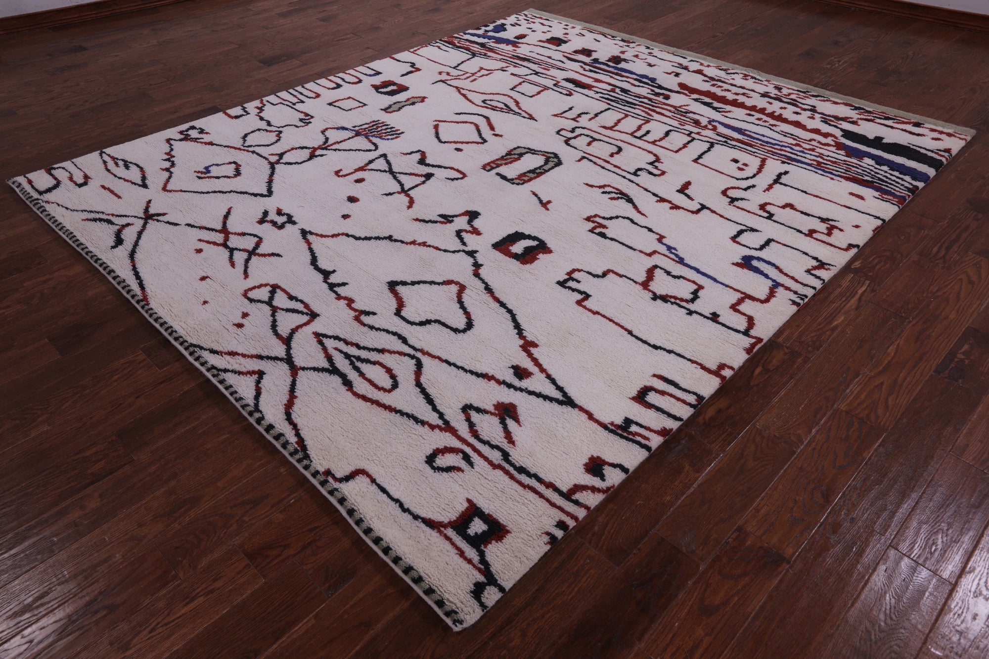 Ivory Tribal Moroccan Handmade Wool Rug - 8' 4" X 9' 11" - Golden Nile