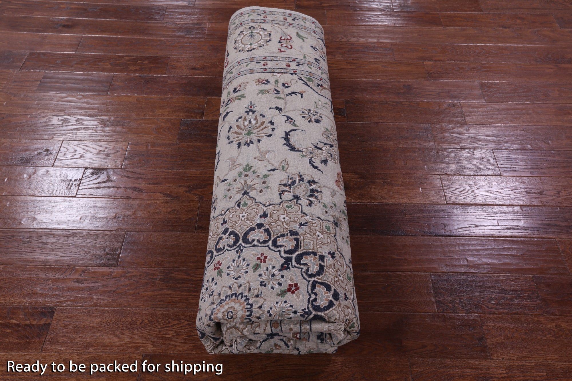 Ivory Square Persian Nain Hand Knotted Wool & Silk Rug - 8' 2" X 8' 3" - Golden Nile