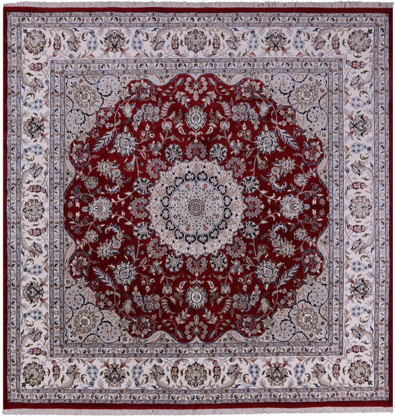 Square Persian Nain Hand Knotted Wool & Silk Rug - 9' 9" X 10' 0" - Golden Nile