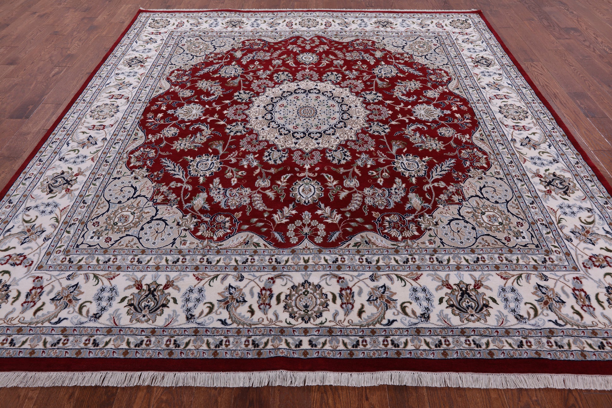 Square Persian Nain Hand Knotted Wool & Silk Rug - 9' 9" X 10' 0" - Golden Nile