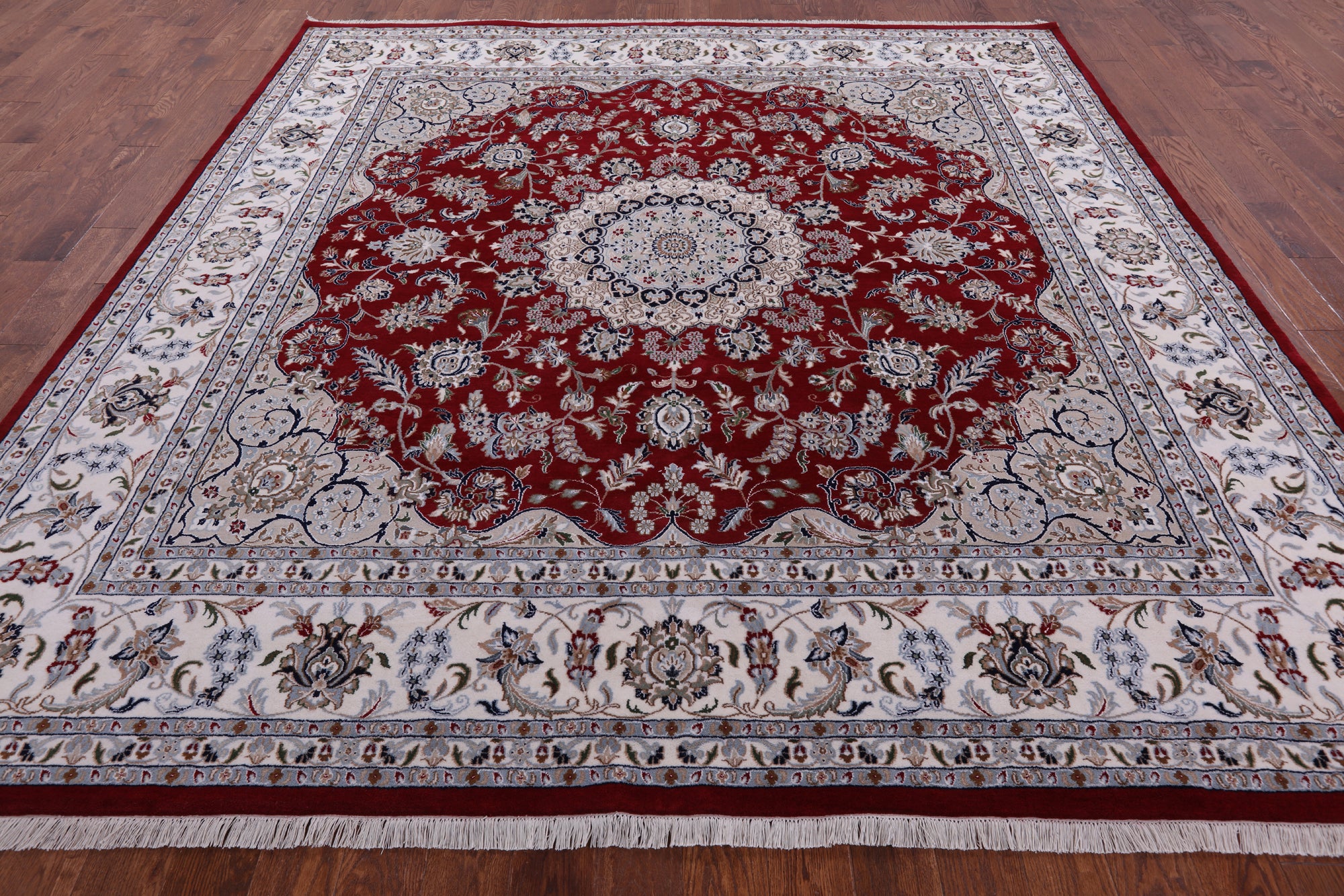 Square Persian Nain Hand Knotted Wool & Silk Rug - 9' 9" X 10' 0" - Golden Nile