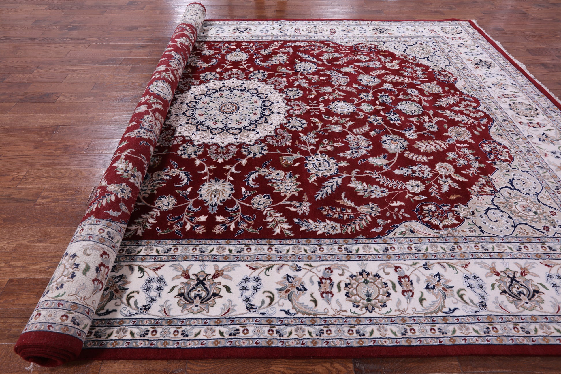 Persian Nain Hand Knotted Wool & Silk Rug - 9' 10" X 14' 4" - Golden Nile