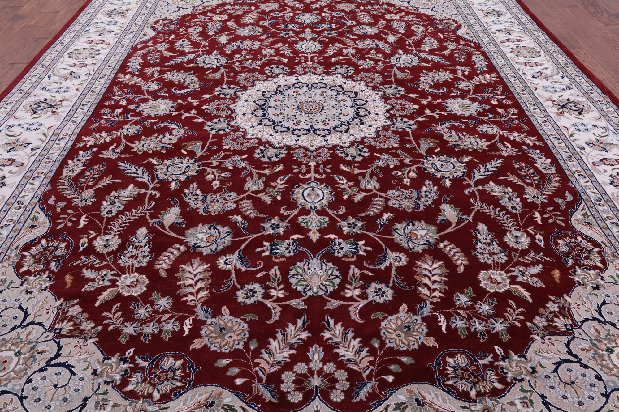 Persian Nain Hand Knotted Wool & Silk Rug - 9' 10" X 14' 4" - Golden Nile