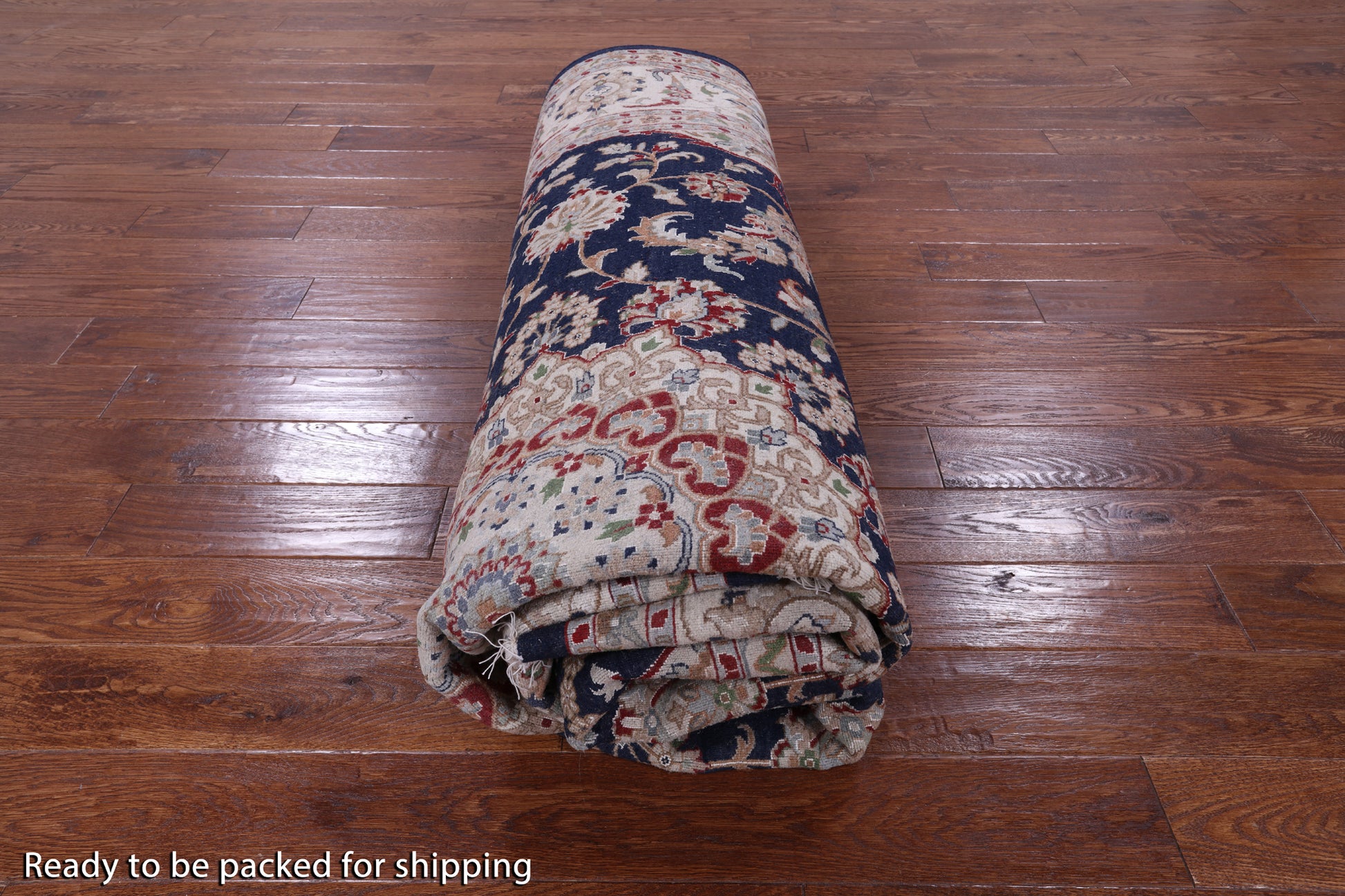 Blue Square Persian Nain Hand Knotted Wool & Silk Rug - 8' 11" X 9' 0" - Golden Nile