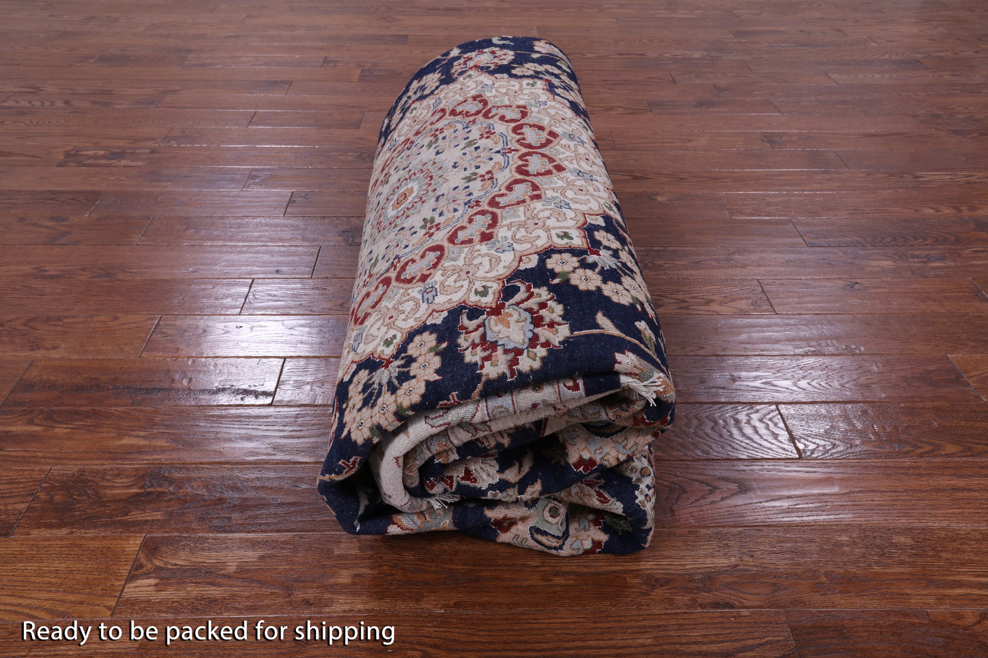 Blue Square Persian Nain Hand Knotted Wool & Silk Rug - 9' 11" X 10' 0" - Golden Nile