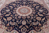 Blue Square Persian Nain Hand Knotted Wool & Silk Rug - 9' 11" X 10' 0" - Golden Nile