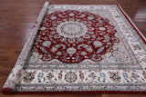 Square Persian Nain Hand Knotted Wool & Silk Rug - 8' 11" X 9' 1" - Golden Nile