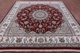 Square Persian Nain Hand Knotted Wool & Silk Rug - 8' 11" X 9' 1" - Golden Nile