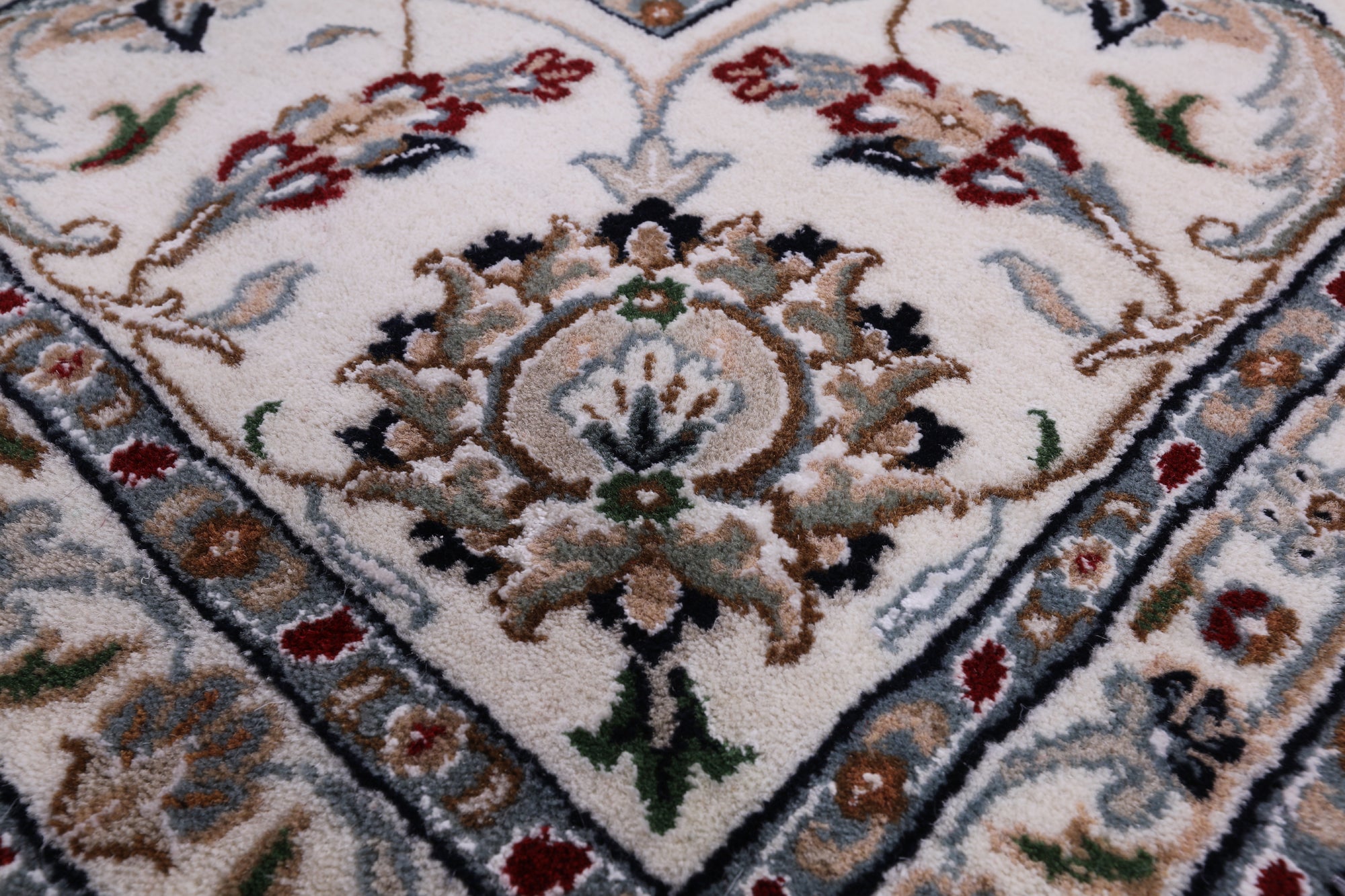 Square Persian Nain Hand Knotted Wool & Silk Rug - 8' 11" X 9' 1" - Golden Nile