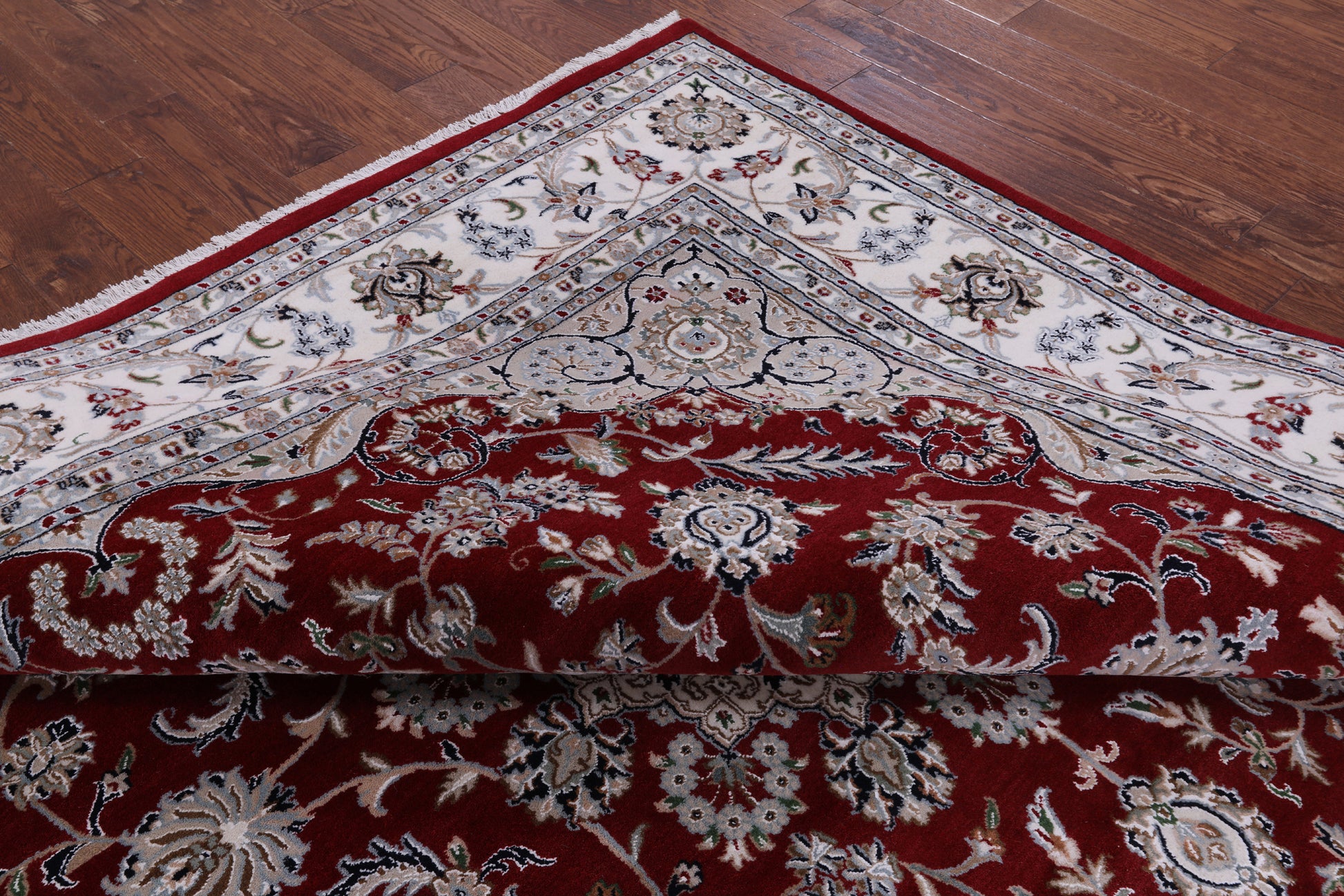 Square Persian Nain Hand Knotted Wool & Silk Rug - 8' 11" X 9' 1" - Golden Nile