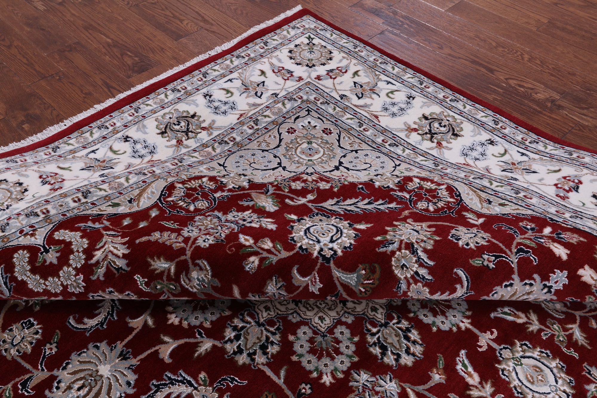Square Persian Nain Hand Knotted Wool & Silk Rug - 8' 11" X 9' 1" - Golden Nile