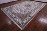 Ivory Persian Nain Hand Knotted Wool & Silk Rug - 10' 7" X 17' 5" - Golden Nile